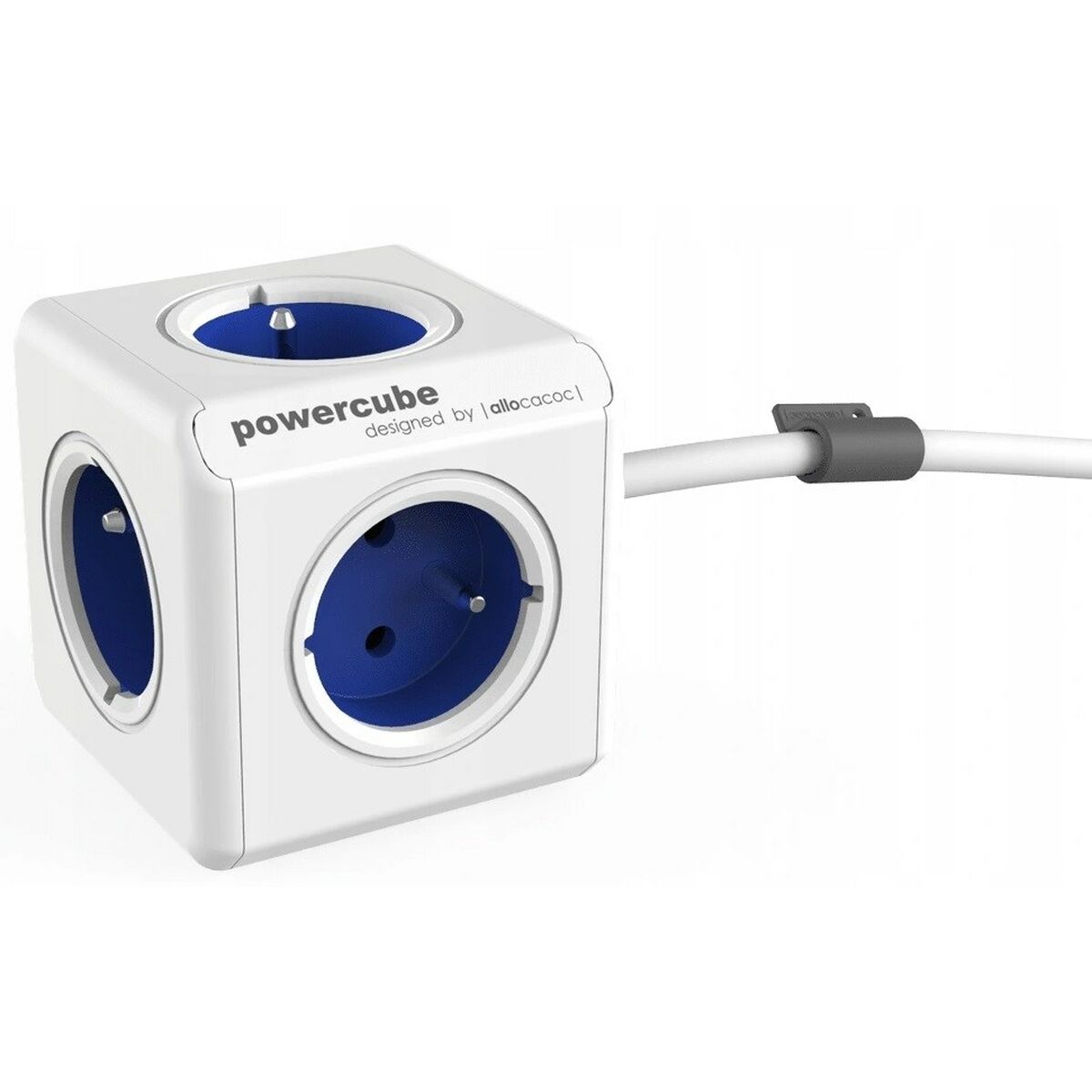 Multistikdåse i kubedesign Allocacoc PowerCube 2300BL/FREXPC  Blå / Hvid – 1,5 m kabel