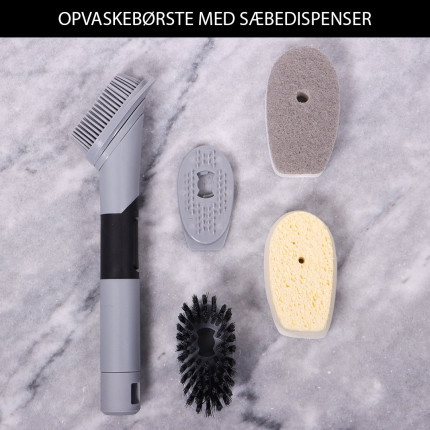 Opvaskebørste med sæbedispenser 