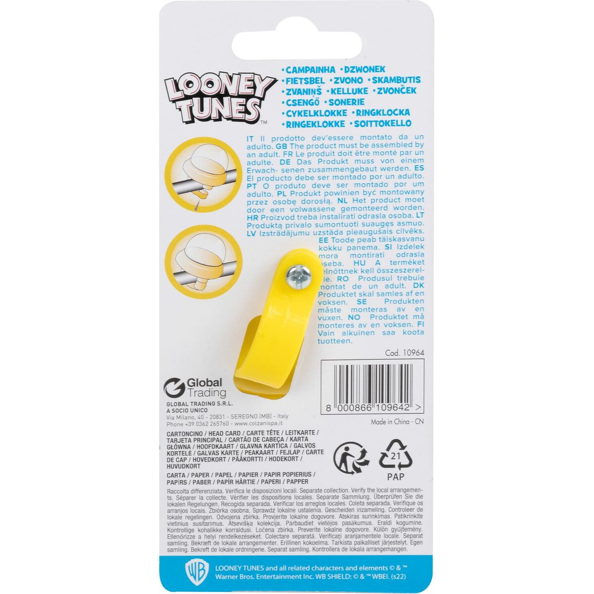 Ringeklokke til børn Looney Tunes CZ10964 – Gul
