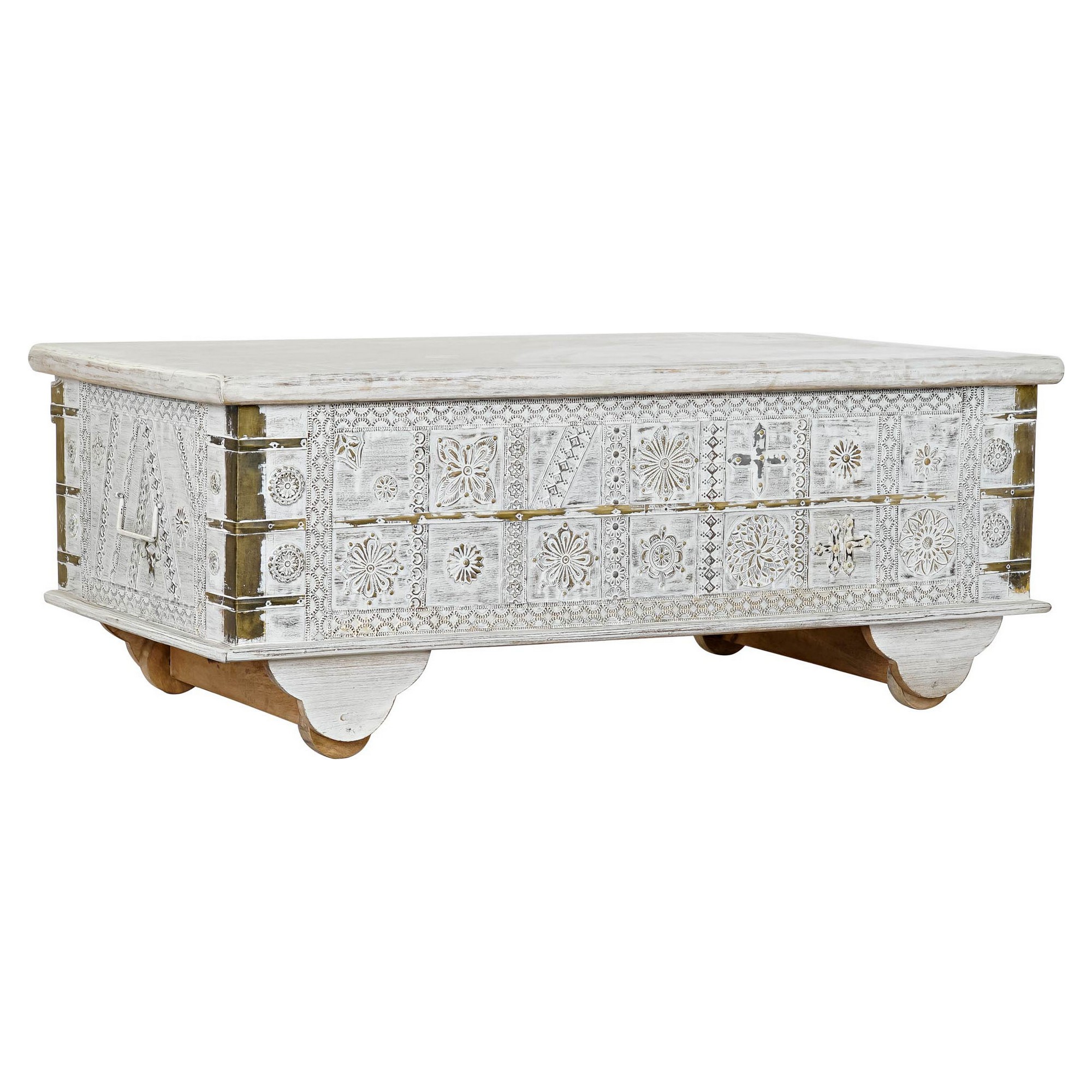 Sidebord DKD Home Decor MB-182010 – Hvid / Gylden (Metal & Mangotræ)
