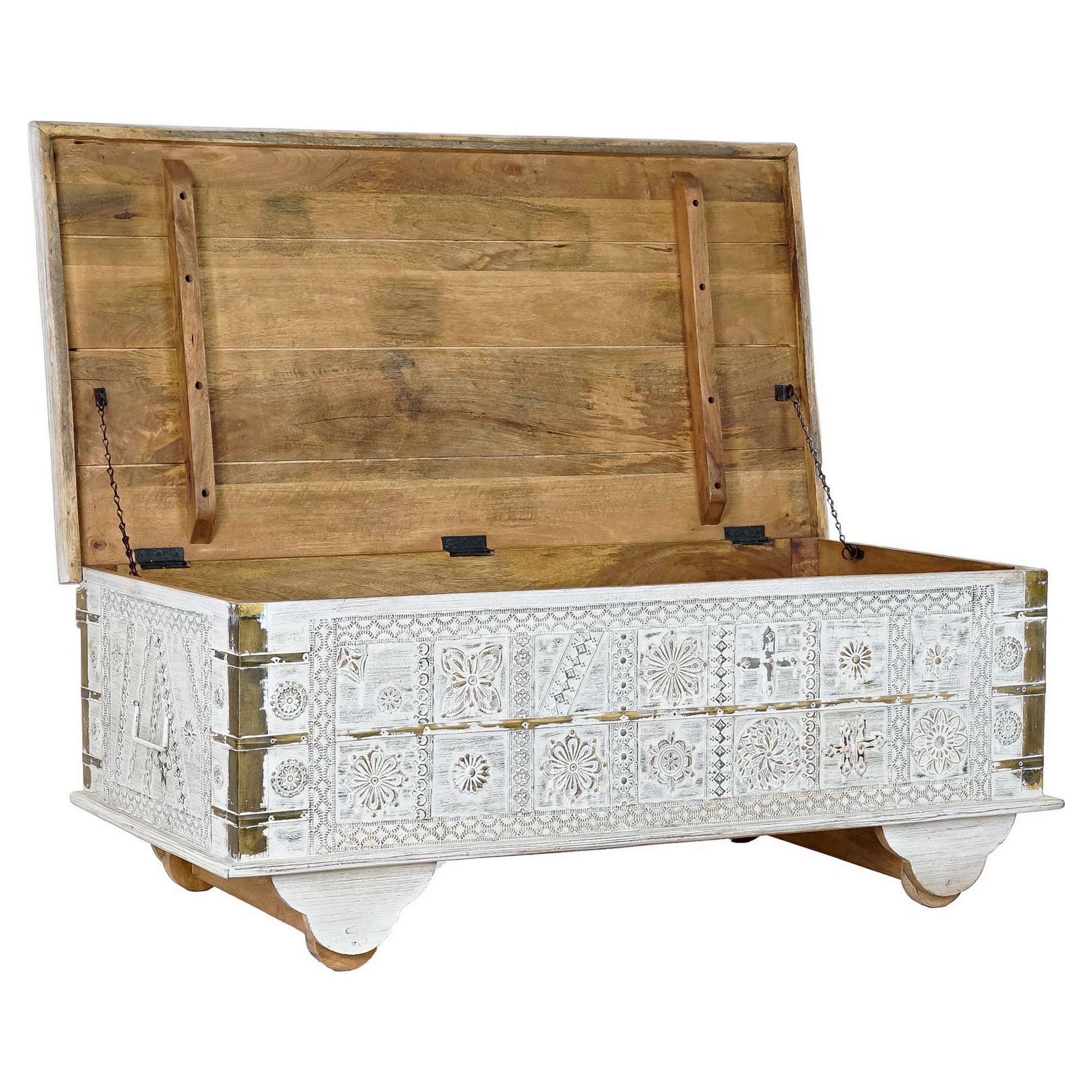 Sidebord DKD Home Decor MB-182010 – Hvid / Gylden (Metal & Mangotræ)