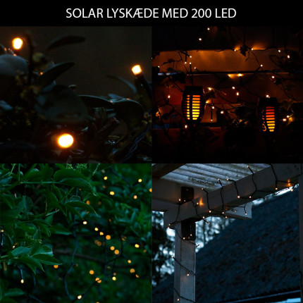 Solar lyskæde med 200 LED